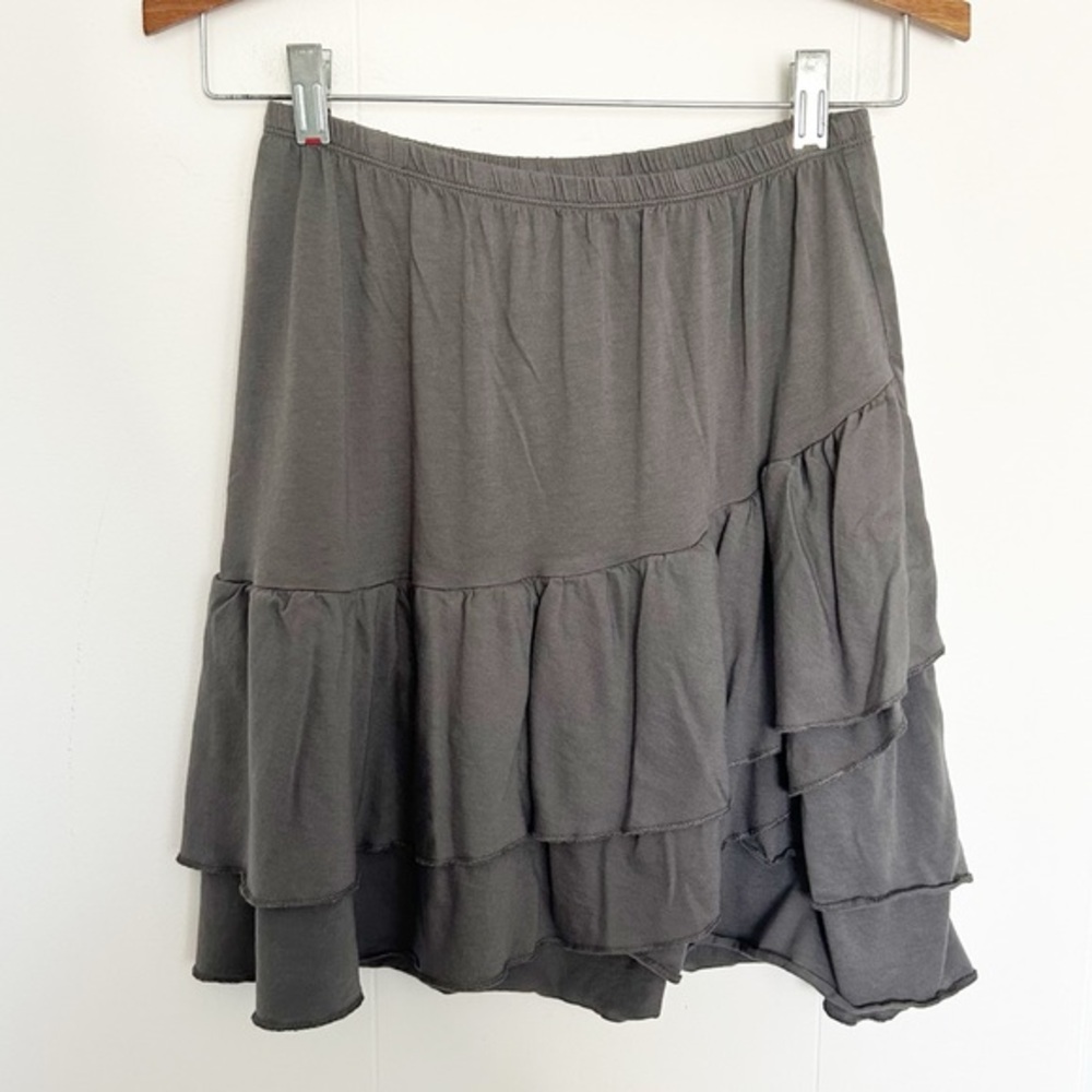 Garnet Hill Grey‎ Asymmetrical Tiered SkirtCotton Modal Size XS